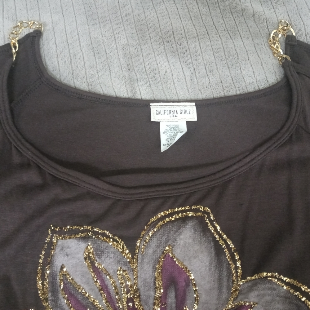California Girlz Chocolate Brown Cold Shoulder/Size 2XLg - Picture 6 of 8